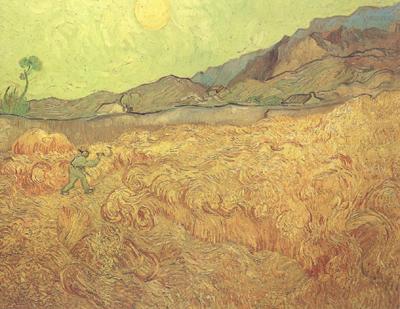 Wheat Fields with Reaper at Sunrise (nn04), Vincent Van Gogh